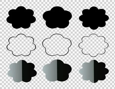 Clouds icons isolated over transparent background illustration set Stock Illustration