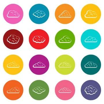 Clouds icons many colors set Stock Illustration