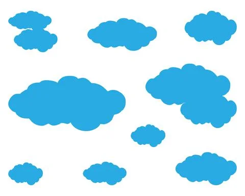 Clouds icons set in trendy flat style isolated on white background. Cloud sym Illustrazione stock