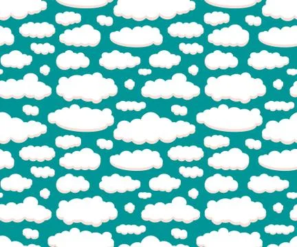 Clouds isolated on green sky seamless pattern background for your design. Gra 스톡 일러스트