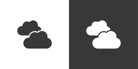 Clouds. Isolated icon on black and white background. Weather vector illustrat イラスト素材