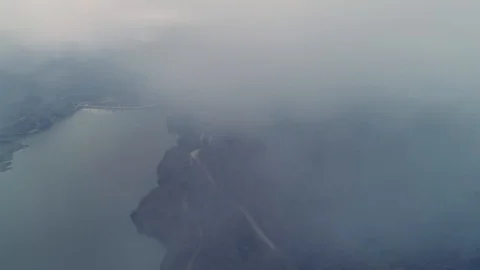 In the clouds. Lake and tree landscape Stock Footage 122221405
