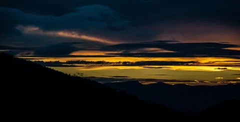 Clouds, landscape, evening Stock Photos