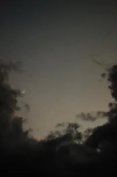 Clouds in the light of the moon, the moon accompanied by clouds in the form o Stock Photos