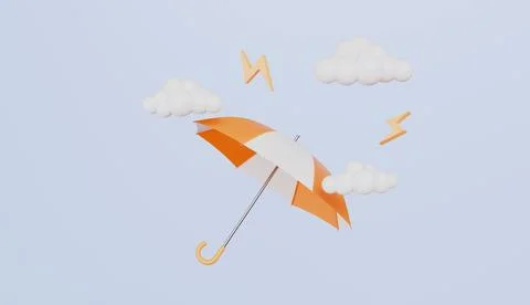 Clouds with lightning, accessories for protection against rain, bad weather Stock Illustration