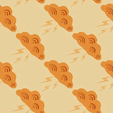 Clouds with lightning of seamless pattern. Cute hand drawn background. Illustrazione stock