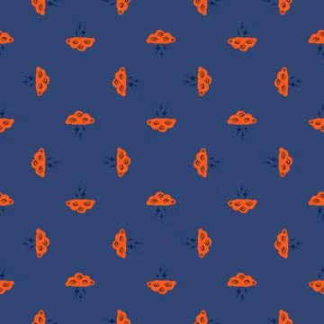 Clouds with lightning of seamless pattern. Cute hand drawn background. Stock Illustration