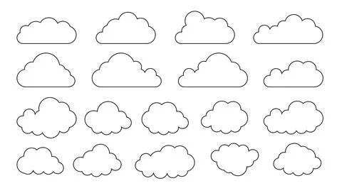 Clouds line art icon. Databases networking software image cloud and synoptics Stock Illustration
