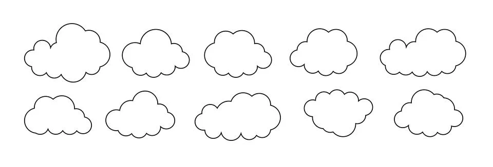 Clouds line art icon. Databases networking software image cloud and synoptics イラスト素材