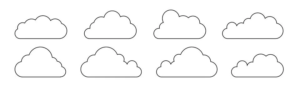 Clouds line art icon. Databases networking software image cloud and synoptics Stock Illustration