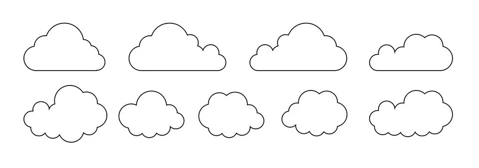 Clouds line art icon. Databases networking software image cloud and synoptics Illustrazione stock
