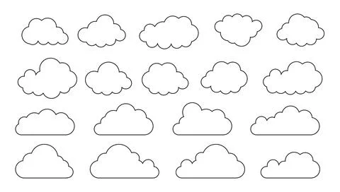 Clouds line art icon. Databases networking software image cloud and synoptics Stock Illustration