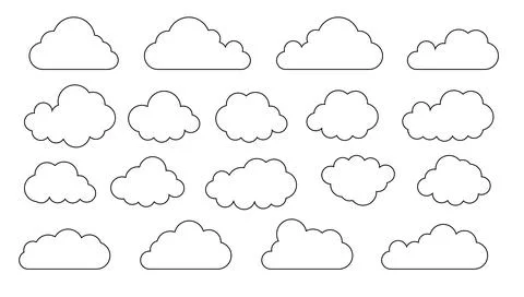 Clouds line art icon. Databases networking software image cloud and synoptics Stock Illustration