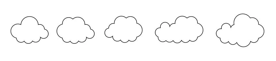 Clouds line art icon. Databases networking software image cloud and synoptics Stock Illustration
