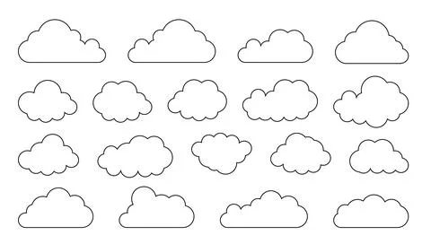 Clouds line art icon. Databases networking software image cloud and synoptics Stock Illustration