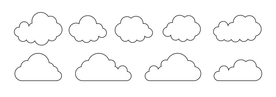 Clouds line art icon. Databases networking software image cloud and synoptics イラスト素材