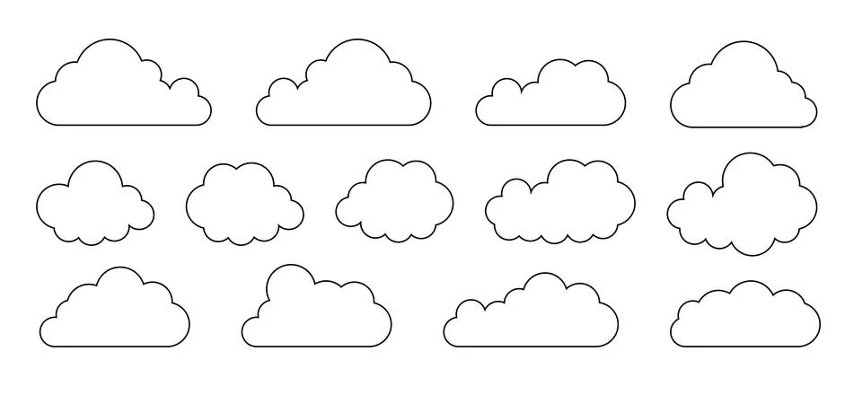Clouds line art icon. Databases networking software image cloud and synoptics Stock Illustration