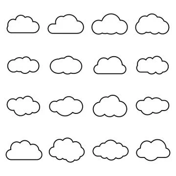 Clouds line art icon isolated on white background. Storage solution element Stock Illustration