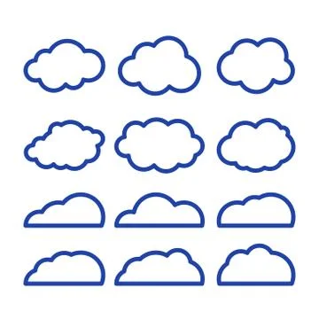 Clouds line art vector icon. Storage solution element, databases, networking, 스톡 일러스트
