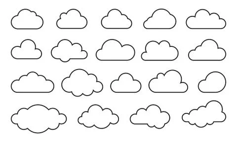 Clouds line art vector web icons Stock Illustration