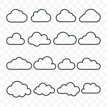 Clouds line art vector web icons Stock-Illustration