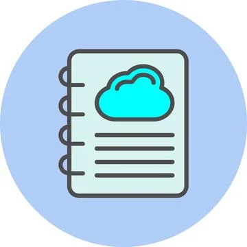 Clouds Line Filled Circle Icon Stock Illustration