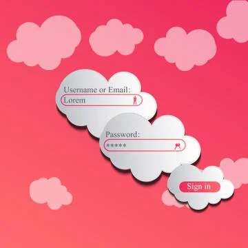 Clouds login page Stock Illustration