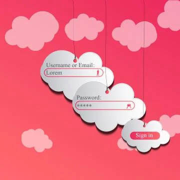 Clouds login page Stock Illustration