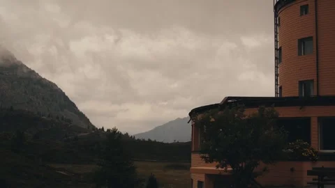 Clouds low above ground over mountains. landscapes of Switzerland mountain Stock Footage 318598779