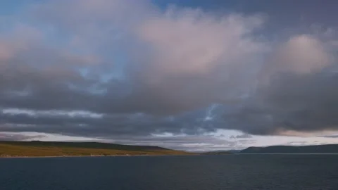 Clouds low fly over the sea. Stock Footage 142760786