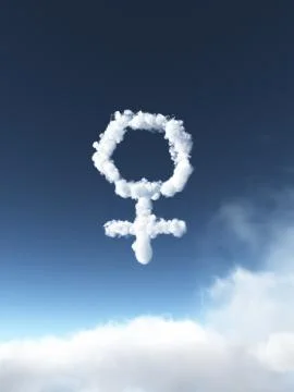 Clouds makes the shape of female symbol - 3d illustration Stock Illustration