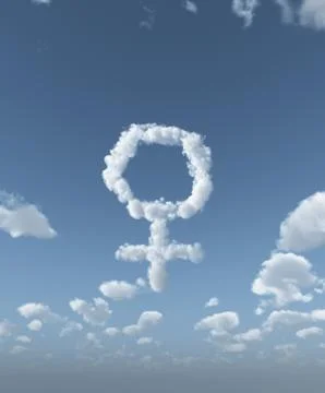 Clouds makes the shape of female symbol - 3d illustration Stock Illustration
