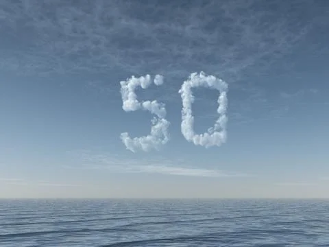 Clouds makes the shape of number fifty over water - 3d illustration Stock Illustration