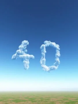 Clouds makes the shape of number forty - 3d illustration Stock Illustration
