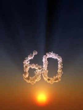 Clouds makes the shape of number sixty - 3d illustration Stock Illustration