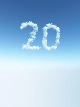 Clouds makes the shape of number twenty - 3d illustration Stock Illustration