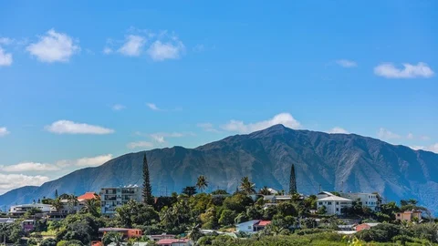 Clouds on the Mont Dore mountain range Stock Footage 116311336