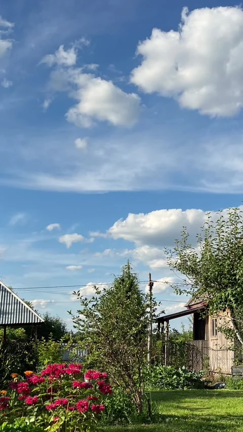 Clouds Motion On Blue Sky Time-Lapse In Countryside in Summer Day Stock Footage 337170662