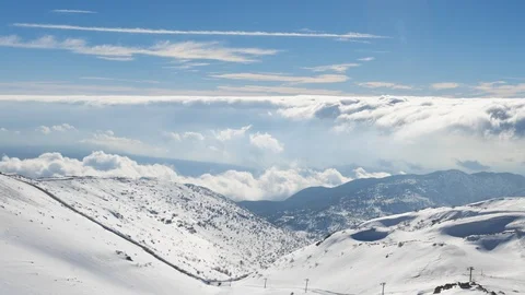 Clouds Motion Over Mount Hermon, Winter in Israel Sunny Day At Mount pan right Vídeo Stock 102190610