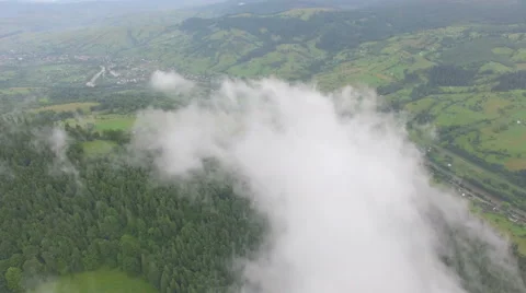 Clouds in mountain forest, video drone Stock Footage 67230438