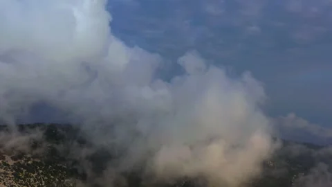 Clouds on mountain top, aerial view Stock Footage 226393661