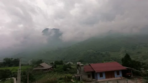Clouds in a mountain village time lapse Stock Footage 155827155