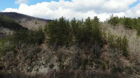 Clouds in the mountains. Aerial view of the mountain. Stock Footage 124755697
