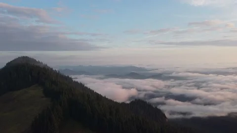 Clouds in Mountains Landscape Aerial View Stock Footage 164257825