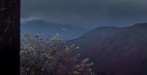 Clouds, Mountains, small tree, early morning Timelapse Видео 247132528