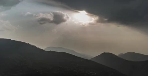Clouds, mountains, Sun, flag timelapse Stock Footage 247132505