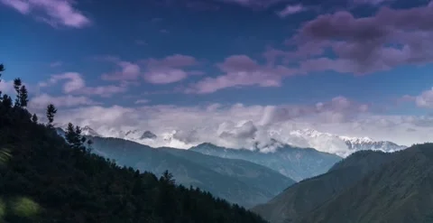 Clouds, Mountains, Trees, Blue sky timelapse Stock Footage 247133568