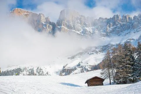 Clouds in the Mountains in the winter Stock Photos