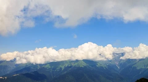 Clouds in the mountains. Zoom. TimeLapse. Rosa Khutor. Sochi, Russia. 1280x720 스톡 동영상 53607826