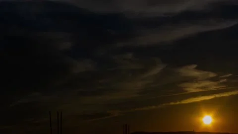 CLOUDS MOUVEMENT WITH SUNSET Stock Footage